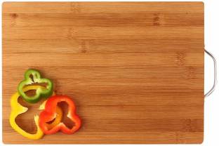 AXOLOTL Food Grade Bamboo Chopping Board with Aluminium Handle for Modern Kitchens, Hotels ans Restaurants etc (Both Side Reversible) Bamboo Cutting Board