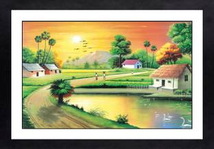 Craftsfest Modern Art Village Scenery Digital Reprint 14 inch x 20 inch Painting