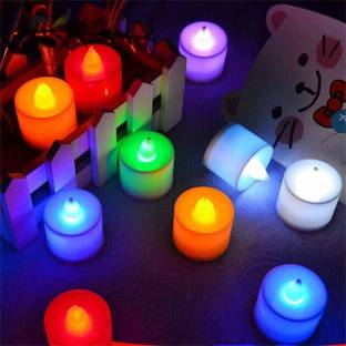 SIDDIVINAYAK CREATION 12 pcs flameless Divas Colorful LED Lights, Multi Flashing Candles Candle