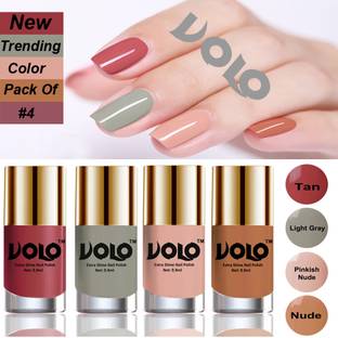 Volo Grand Shine Everlasting High Definition Nail Polish Combo Set Combo-102 Tan, Light Gray, Pinkish Nude, Nude