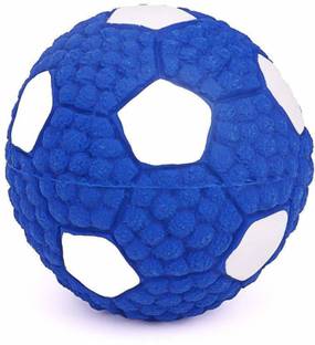 PSK PET MART Latex Cute Squeaky Rubber Small Football Toy for Puppy and Cat (Blue and White) Rubber Ball For Dog & Cat