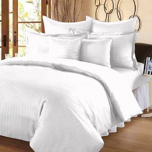 Yashvi Creations 200 TC Microfiber Double, King Striped Flat Bedsheet