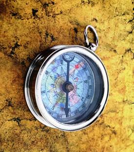 Shoptreed Nickel Plated Vintage Compass in Working Condition Compass
