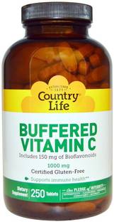 Country Life Buffered Vitamin C, 1000 mg, 250 Tablets