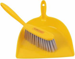 CLASSY TOUCH Hand Held Dustpan and Brush Set for Household Cleaning, Kitchen, Garage, Bathroom, Laundry or Utility Room - (35 cm Yellow)… Plastic Dustpan