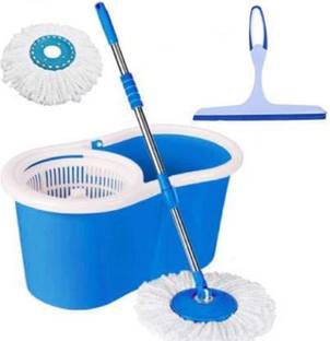 GTE Magic Bucket Spin Cleaning Mop with 2 Refill and 1 Glass Wiper Mop Set Mop Set