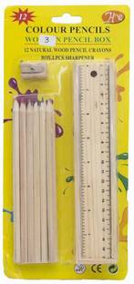 Xydrozen ®Wooden Artist Set of Color Pencils, Pencil Box, Scale and Sharpener for Kids Pencil