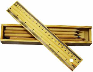 Xydrozen ™Wooden Pencil Box Containing 12 Different Crayon Colour Pencils Pencil