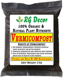 RGDECOR 5 Kg 100% Natural Vermicompost - Earthworm Soil Manure Manure