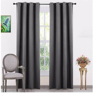 COMFY HOME 213.36 cm (7 ft) Door Silk Blackout Curtain (Pack Of 2)