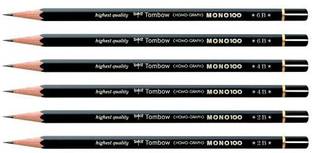 Tombow Tombow Mono 100 Professional quality Drawing Pencils - Hexagonal wooden body (Pack of 6 - grades 2B,4B,6B (2 Each)) Pencil