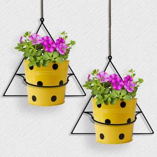 TrustBasket Wall Mount Triangle Flower Pot Stand - Set of 2 Plant Container Set