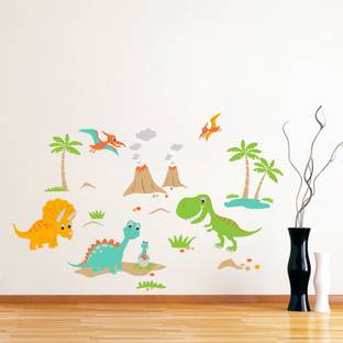 Decor hubb 86 cm "Dino Land Dinosaurs Wall decal Wall Sticker PVC Vinyl, 80CM X 121CM, ( Buy 1 Get 1 Free ) Self Adhesive Sticker