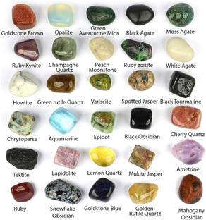 CRYSTU 30 Chakra-Tumble-Stone-Kit Regular Square Crystal Stone