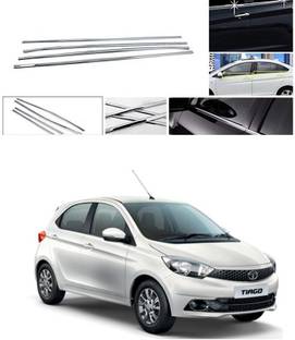 PRTEK Lower Window Garnish (Chrome) Set of 4 Compatible with 015 Chrome Tata Tiago Side Garnish