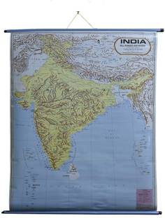 ROLLUP MAP OF INDIA HILL RANGES & RIVERS (PIPE MOUNTED) Photographic Paper