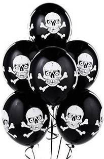 Brown Leaf Printed Horror Skull Face Mask Balloon Combo Pack For Halloween Scary Horror Theme Party Balloon