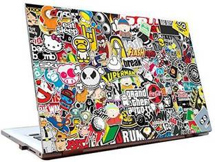 PIXELARTZ Laptop Skin - GTA Stickers Collage - HD Quality - 15.6 Inches Vinyl Laptop Skin Compatible for 15.6 inch