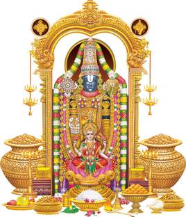 god & god's 35 cm Modern Art Tirupati Balaji Self Adhesive Sticker