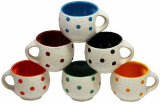 mushti Pack of 6 Ceramic New Tea & Coffee Cup Set Medium Size Tea/Coffee Cups- 130 ML (Set of 6)