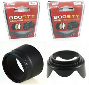 BOOSTY 2Psc Lens UV filter / Lens hood for 18-55mm and 55-250mm lens for 200D & 200D ll UV Filter