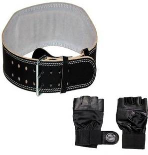 L'AVENIR Sports & Fitness combo of STRONG LEATHER GYM BELT & LEATHER GYM GLOVES जिम & फिटनेस किट