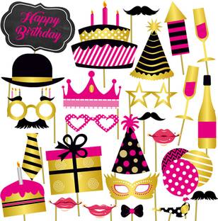 Party Propz Happy Birthday Photo Props Set Photo Booth Board