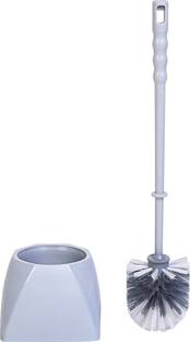 HIC Plastic Toilet Brush With Square Container Holder For All Types Of Toilet Plastic Wet and Dry Brush