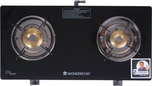 WONDERCHEF Ruby Black 2 Burner Glass Glass Manual Gas Stove