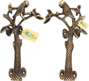 Kratidecor Parrot on Tree Design Brass Brass Door Handle