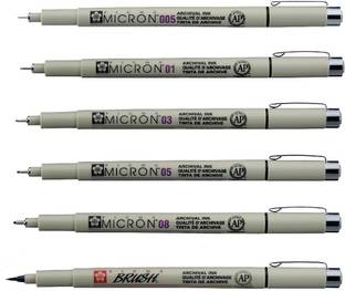 SAKURA Pigma Micron Set with Brush Fineliner Pen