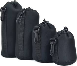 Stookin Pack of 4 Thick Protective Neoprene Lens Case Pouch Set for DSLR Camera Lens Includes Small, Medium, Large & Extra Large Pouches.  Camera Bag