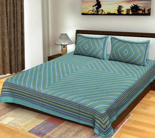 MEREENA 104 TC Cotton Queen Printed Flat Bedsheet