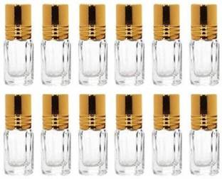 Rentra Empty Attar Glass Bottle (5 ml,Pack of 12, Gold) 5 ml Bottle
