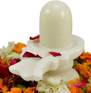 Shiv White Marble Shivling Decorative Showpiece  -  15 cm