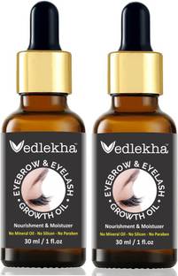 Vedlekha 100% Pure Eyebrow & Eyelash Growth Oil(Packof-2) 60 ml