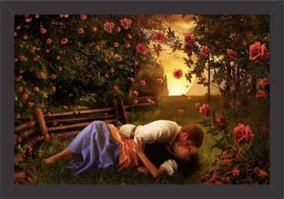 Mad Masters Good Night Romantic Couple Kissing Painting for Bedroom Oil 20 inch x 14 inch Painting