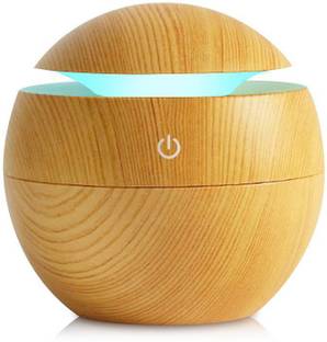 VVG TRADERS Room Wood Humidifire Air Round Electric USB Mini Humidifier Aroma Oil Diffuser Humidifier Office Decor Ultrasonic Cool Mist Humidifier with Wood Grain Design for Office Room Portable Room Air Purifier (Brown) Humidifier