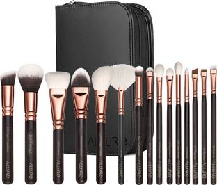 ALLURE Professional Makeup Brushes for Face and Eyes # Rose Gold - (RGK-15) with Premium Clutch