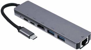 LipiWorld USB Type C Cable 2 A 0.5 m 6 in 1 Type C USB C Hub 4K HDMI RJ45 Adapter Dongle 3.0 Port