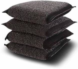 Ruchi Collection Quality Stainless Steel Scrub Set of 4, Black Scrub Sponge, Scrub Pad