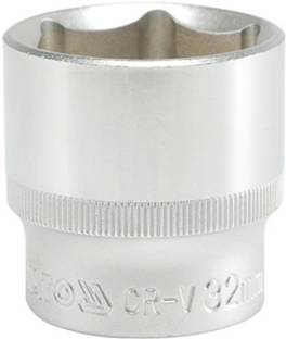 YATO YT-1220 1/2 inch Drive Hexagonal Chrome Finish Socket with Size 32mm and symbol 50BV30 Socket Set