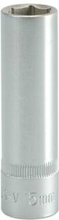 YATO YT-1228 1/2 inch Drive Deep Hexagonal Chrome Finish Socket with Size 15mm and symbol 50BV30 Socket Set