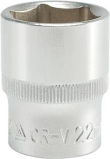 YATO YT-1215 1/2 inch Drive Hexagonal Chrome Finish Socket with Size 22mm and symbol 50BV30 Socket Set