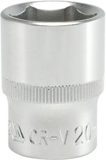 YATO YT-1213 1/2 inch Drive Hexagonal Chrome Finish Socket with Size 20mm and symbol 50BV30 Socket Set