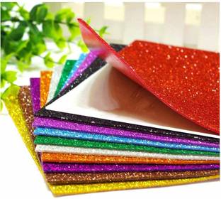 GS Enterprises 20.32 cm A4 Glitter Foam Sheet Sparkles Self Adhesive Sticky A4 Back Paper 10-Pack Non-Reusable Sticker