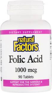 Natural Factors Folic Acid, 1,000 mcg, 90 Tablets