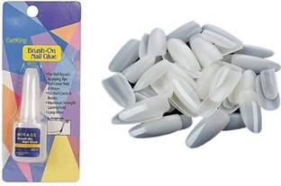 CartKing Artificial Reusable Nails Set With Glue(10gm) For a Dramatic(Lose) White