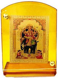 Gwals Hindu God Religious Idol Vishwakarma Car Temple Acrylic Frame with Rings for Car Dashboard Decorative Showpiece  -  8 cm