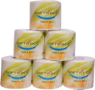 SOFTWOOD 2 Ply Big Size Toilet Tissue Roll (Pack of 6, 300 pulls in each roll) Toilet Paper Roll